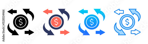 Cashflow icon sheet multiple style collection