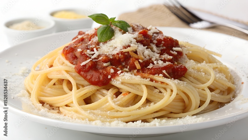 spaghetti with tomato sauce and basil spaghetti with tomato sauce and basil