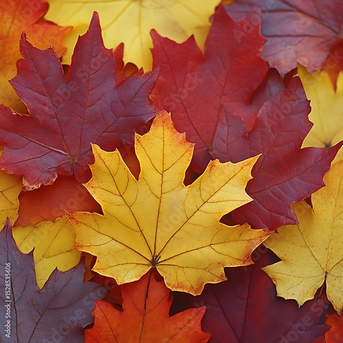 Wallpaper Mural Vibrant autumn maple leaves in red, yellow, and burgundy hues Torontodigital.ca