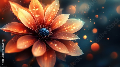 red flower with water drops