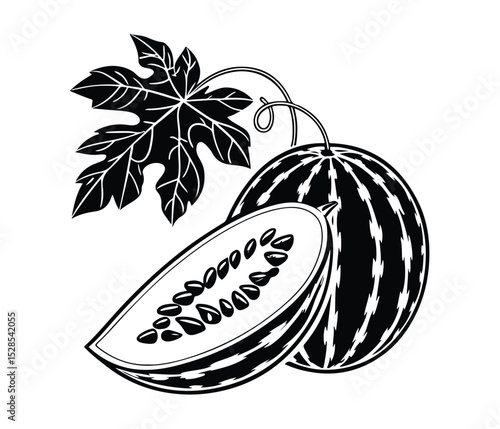 Black Bitter Melon Vector Silhouette Icon, Bitter Gourd Vegetable, Herbal Bitter Melon Silhouette, Tropical Bitter Gourd Vector, Organic Bitter Melon Silhouette.