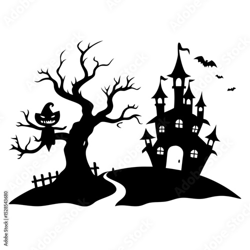 halloween castle vector illustration