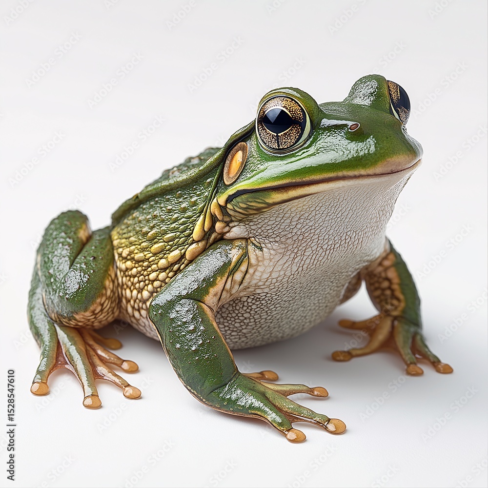 Obraz premium Vibrant Green Frog in Its Natural Wetland Habitat. Animal Close-Up Portrait & Frog Anatomy