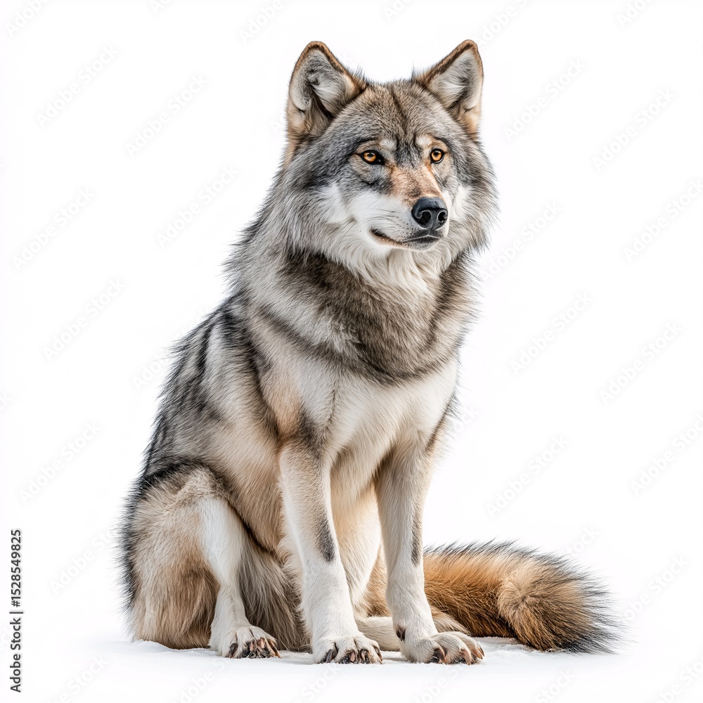 Majestic Gray Wolf in Tranquil Wilderness. A Close-Up Portrait of the Endangered Canid in its Natural Habitat Majestic Gray Wolf in Tranquil Wilderness. A Close-Up Portrait of the Endangered Canid in its Natural Habitat