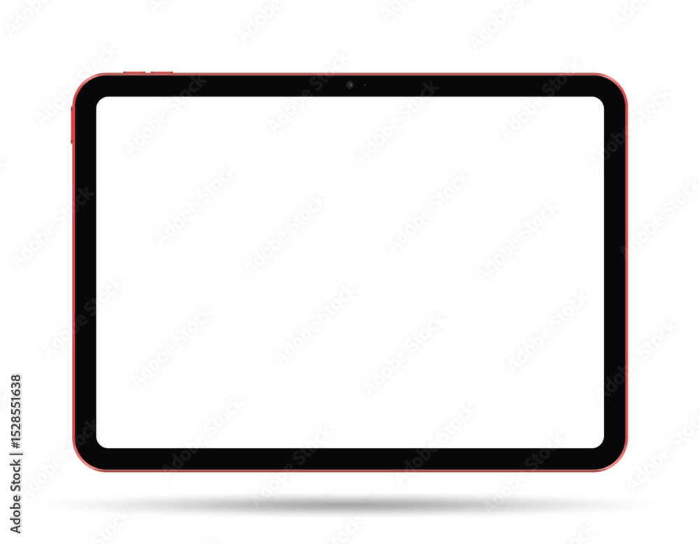 Modern red tablet computer Mockup with blank horizontal screen isolated on white background. Vector illustration Modern red tablet computer Mockup with blank horizontal screen isolated on white background. Vector illustration