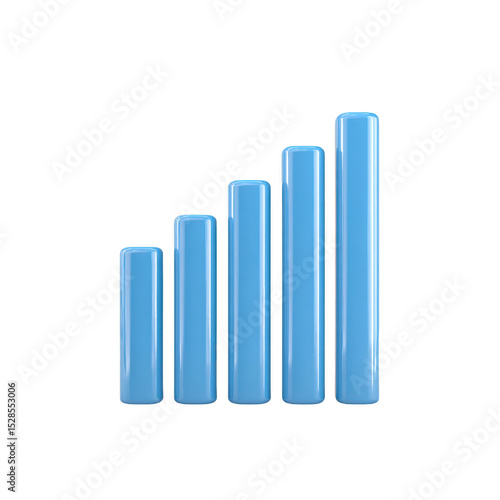 Free Download 3D blue bar graph with five vertical bars of varying heights represents data visualization and growth. glossy finish adds modern touch, ideal for business presentations - GFXLoad