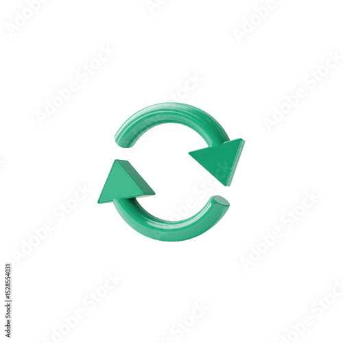 Free Download Green 3D refresh icon with two arrows forming circle, symbolizing recycling or updating. arrows are curved and point in clockwise direction, conveying sense of motion and renewal - GFXLoad