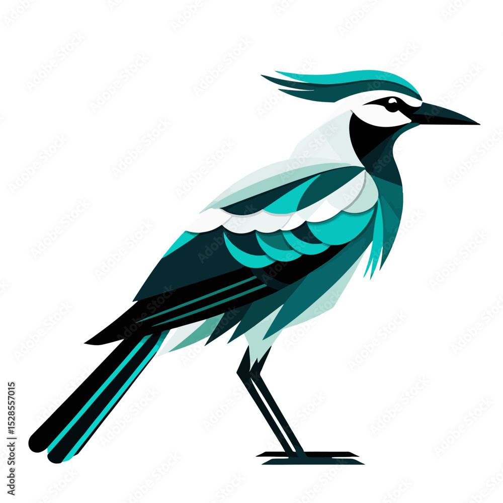 Fototapeta premium Abstract Bird Art- Modern Teal Blue Bird Illustration- Minimalist Bird Design for Wall Art- Geometric Bird Print- Stylish Home Decor- Artistic Bird Image