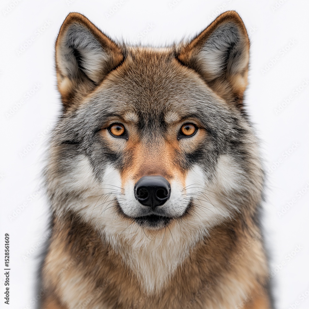 Fototapeta premium Majestic Lone Wolf in Natural Habitat. Fierce Wild Animal Portrait with Sharp Eyes and Photorealistic Detail