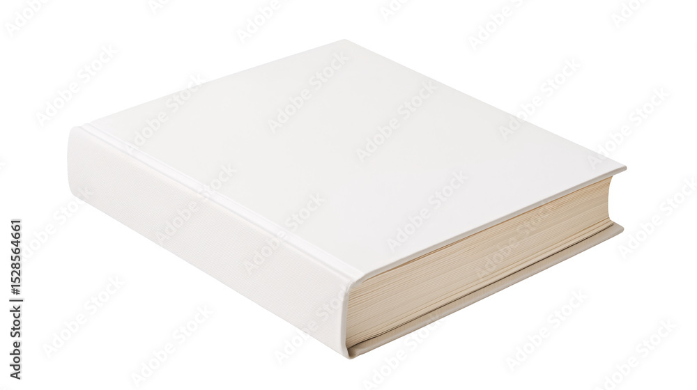 A closed white book lying on a surface in a simple setting a transparent background A closed white book lying on a surface in a simple setting a transparent background