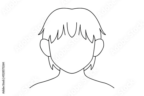Simple line drawing of a boy's head and shoulders