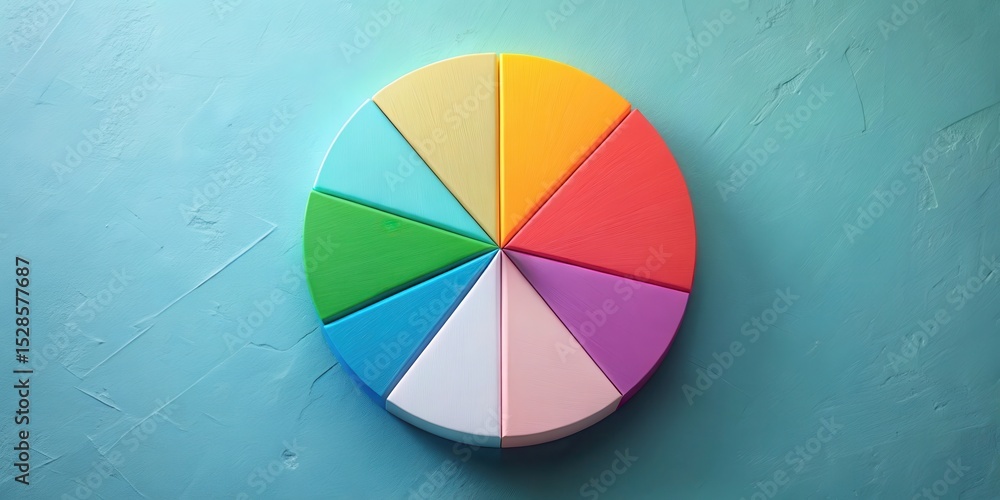 Obraz premium A Colorful Circular Diagram Depicting Segments of a Whole on a Textured Background