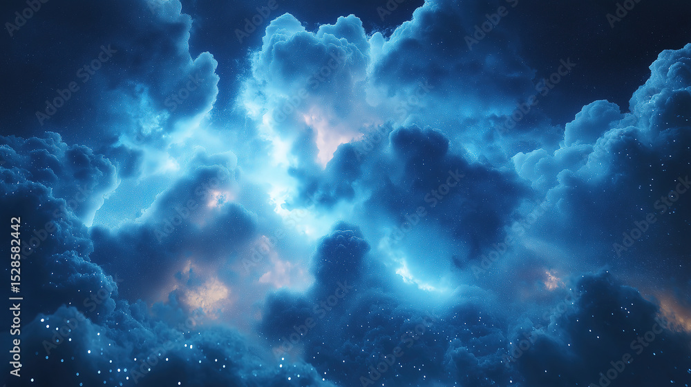 Fototapeta premium Mesmerizing glowing blue cloud symbolizing the vast digital network and seamless data storage