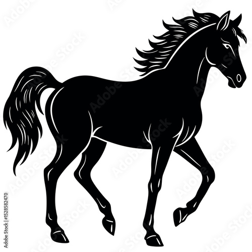 Black horse silhouette vector illustration .