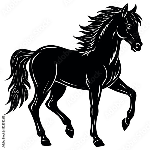 Black horse silhouette vector illustration .