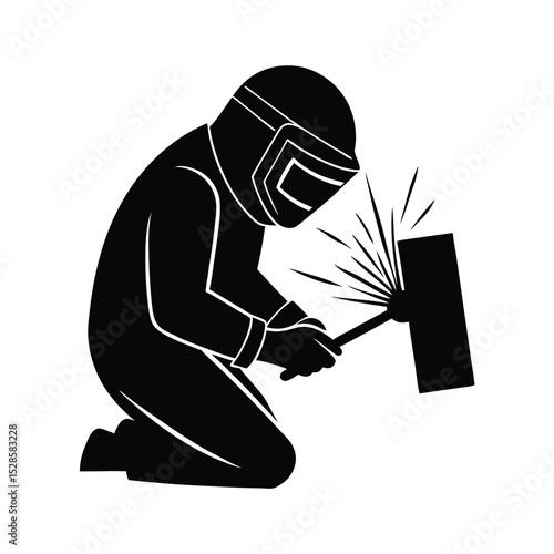 Welding worker silhouette vector silhouette