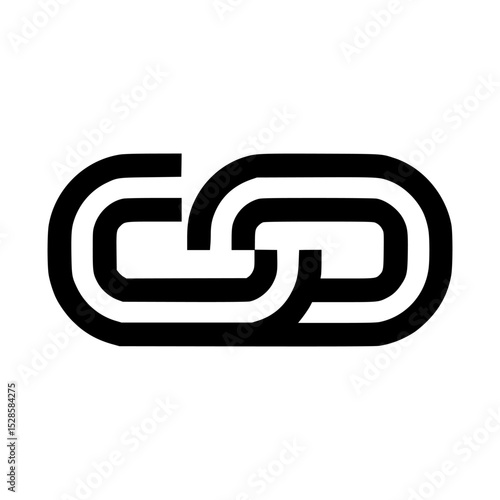 Abstract interlocking black chain links design, minimalist graphic symbol.