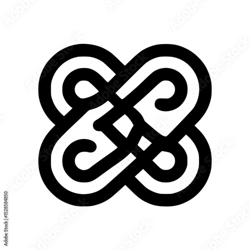 Adinkra symbol Dwennimmen, representing humility and strength, in black on a white background.