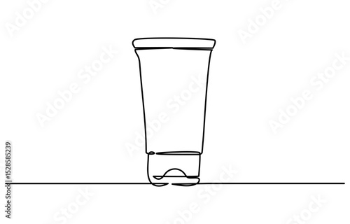 Moisturizer Web Banner with Continuous Line Icon.Cream glass jar mockup featuring smart object editing to allow designers to showcase a cosmetic branding/packaging line.