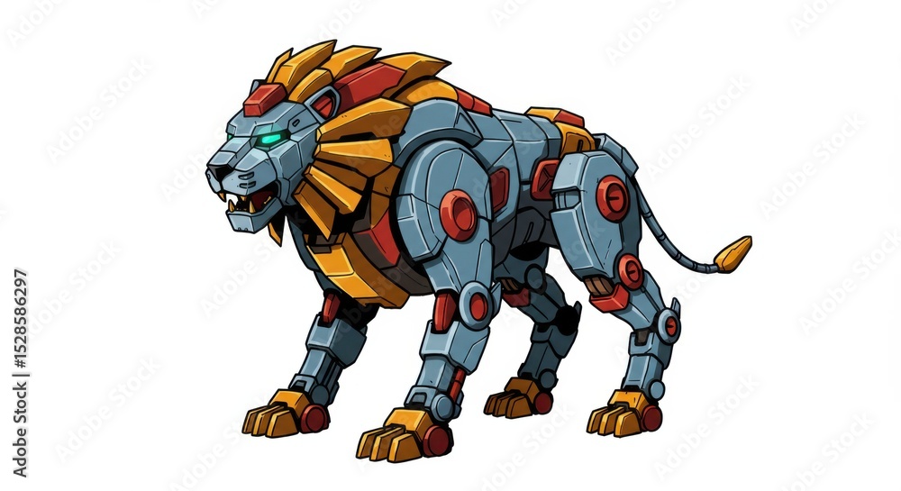 Fototapeta premium Mighty Robot Lion Character Illustration