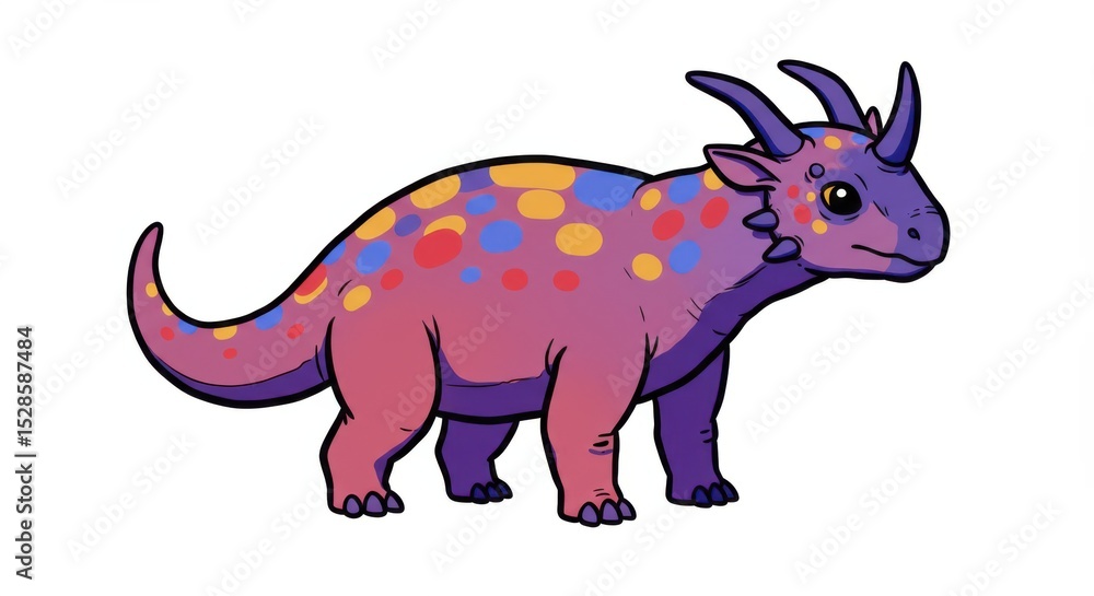 Cute Colorful Cartoon Dinosaur Illustration Cute Colorful Cartoon Dinosaur Illustration