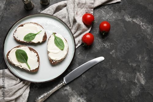 Plate of tasty bruschetta w...