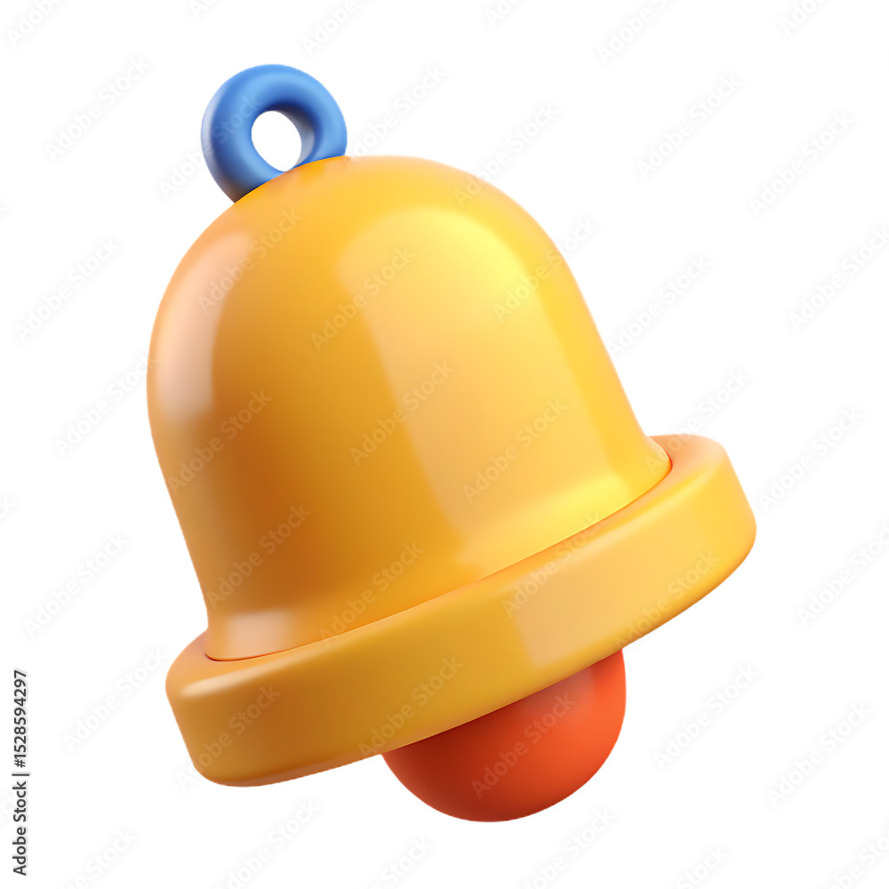 Fototapeta premium 3d render yellow bell notification icon isolated on a white background