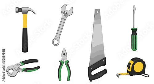 Collection of essential hand tools for home improvement projects and diy repairs and construction work shop