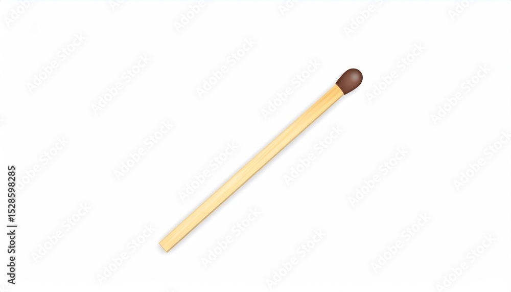 Single matchstick isolated against white background for fire concept Single matchstick isolated against white background for fire concept