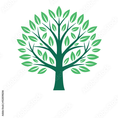 Minimal Tree with Roots and Branches – Line Art Vector Icon

