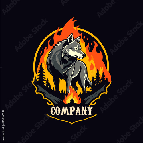 fire wolf logo design template. editable and ready to use