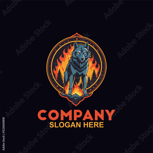 fire wolf logo design template. editable and ready to use