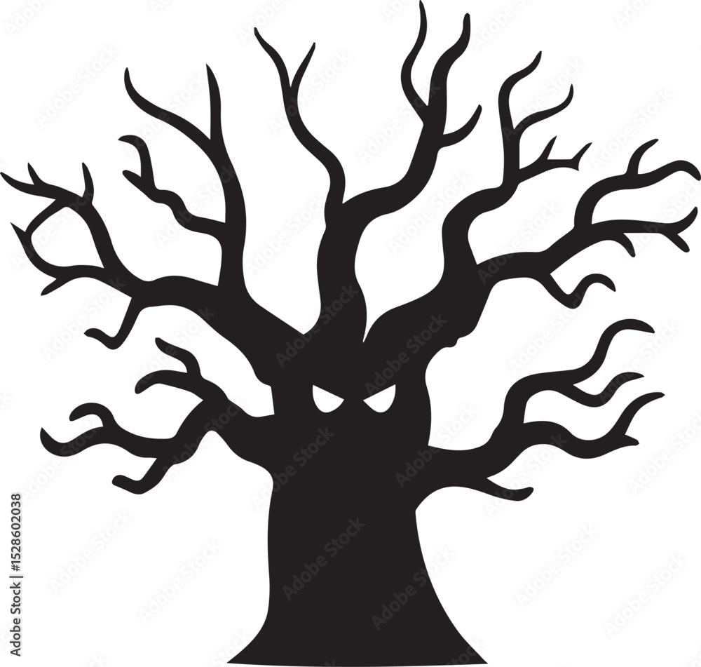 Fototapeta premium halloween spooky tree vector icon, logo halloween spooky tree vector, halloween tree vector design