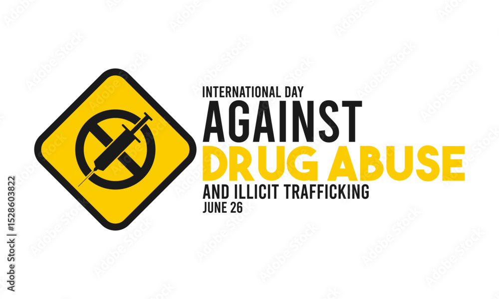 Obraz premium Flat design vector. of International day against drug abuse and illicit trafficking. June 26.