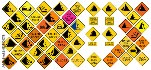  Falling Rocks Warning Road Signs