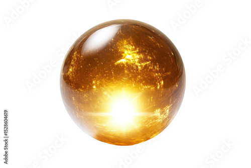 Luminous golden orb isolated on transparent background