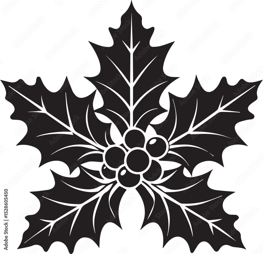 Fototapeta premium holly logo vector, holly illustration vector, holly silhouette vector icon black and white