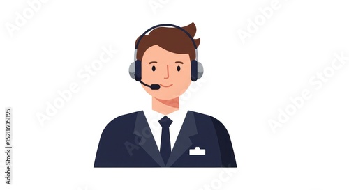 Person in headset corporate customer service