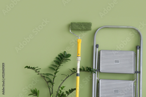 Metal stepladder with paint...