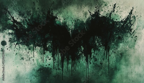 Dark, stylized Batman logo.  Green, grunge texture surrounds