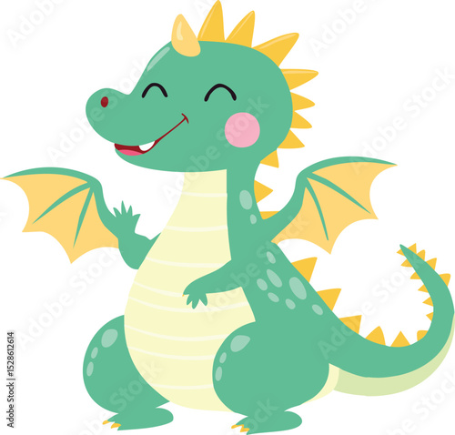 kawaii dragon cute mini vector