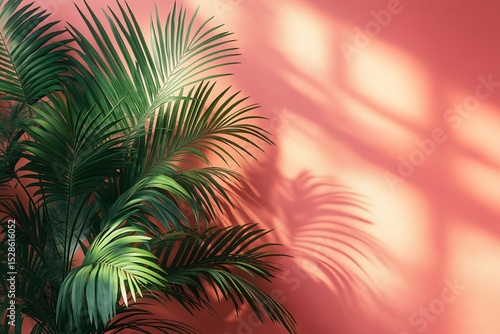 Sunlit Palm Leaves. Vibrant Houseplant Photography for Eco-Friendly Interior Dcor and Tranquil Atmosphere
