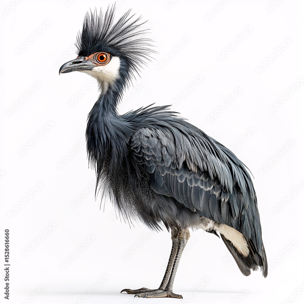 Fototapeta premium Exotic Heron Silhouette. Graceful Shorebird Portrait with Ornate Plumage and Vibrant Blue Headcrest - Wildlife Photography