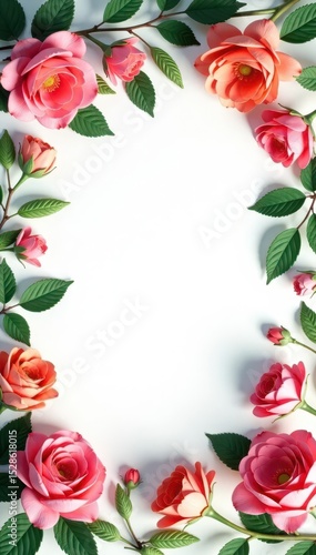 Wallpaper Mural Square floral wreath, delicate blooms and lush foliage forming a frame , flower wreath, floral design Torontodigital.ca