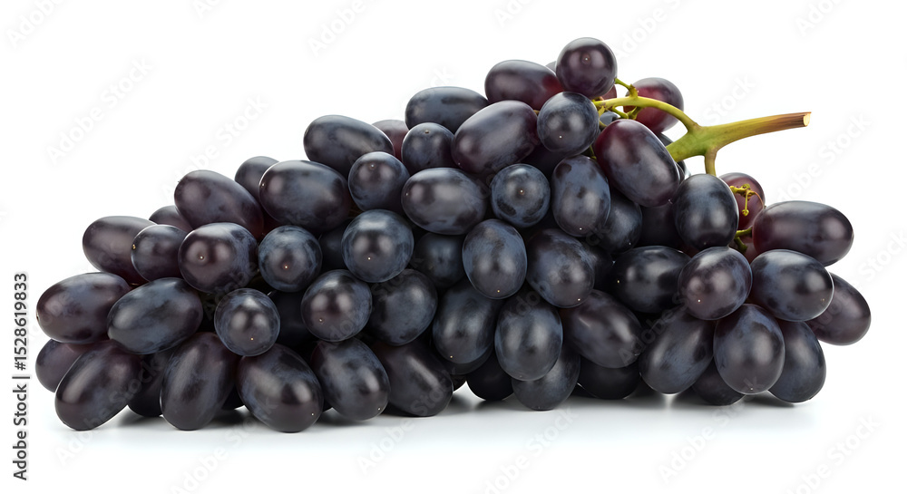 Lush Black Grapes Ready to Eat Fresh Fruit Bunch Isolated on White Background Lush Black Grapes Ready to Eat Fresh Fruit Bunch Isolated on White Background