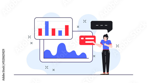 Woman pointing to a graph on a screen, demonstrating data analysis or presentation in a business or academic setting. Suitable for financial or educational concepts.