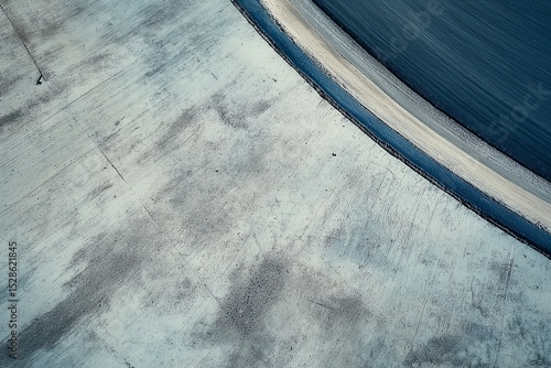 Abstract Gray Concrete Texture. Curved Patterns in Modern Art Aerial View