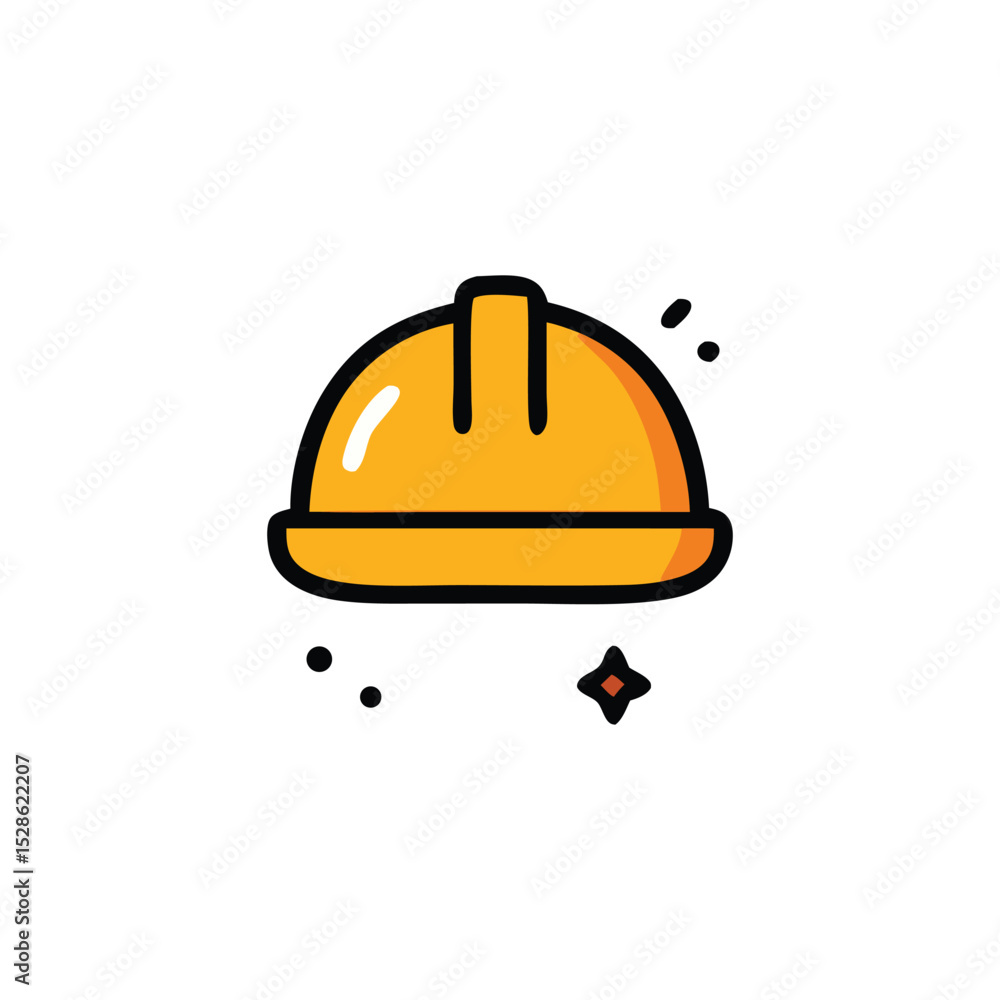 Fototapeta premium A stylized illustration of a yellow construction worker's safety helmet.
