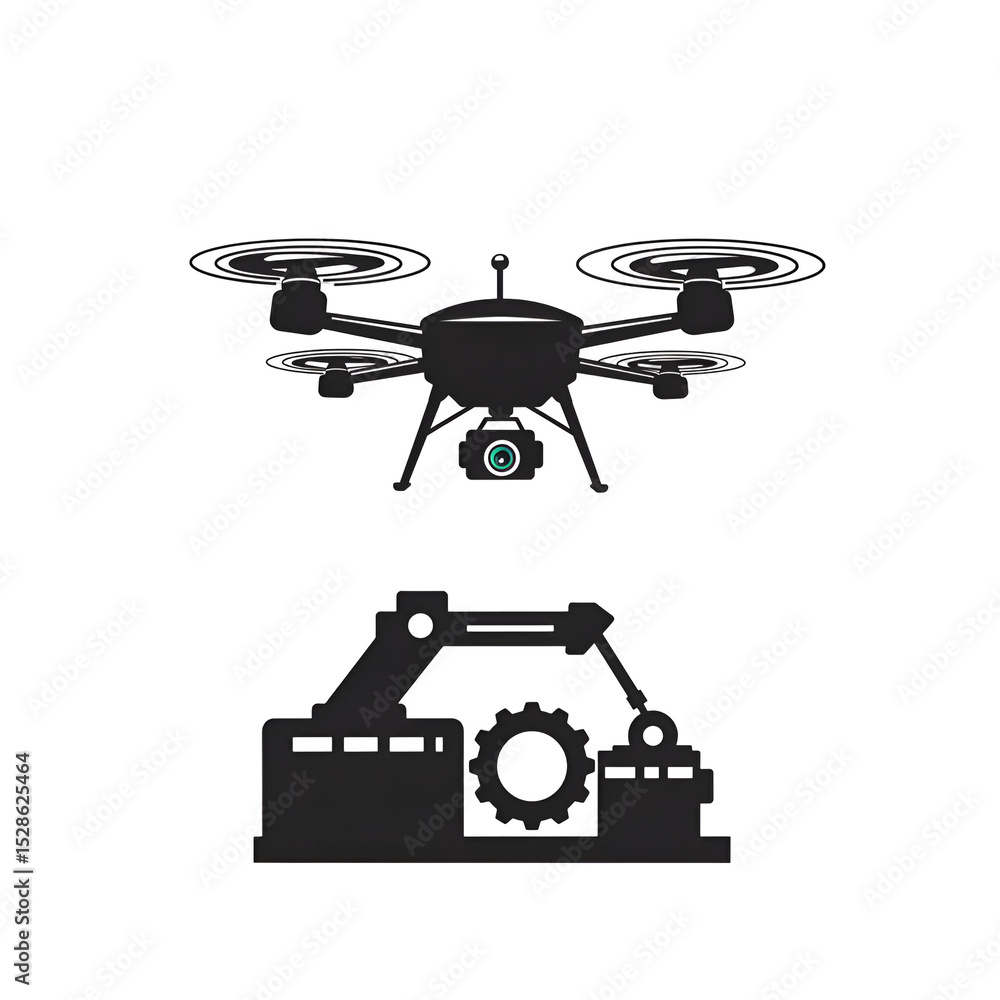 Drone and Factory 3D Illustration Drone and Factory 3D Illustration