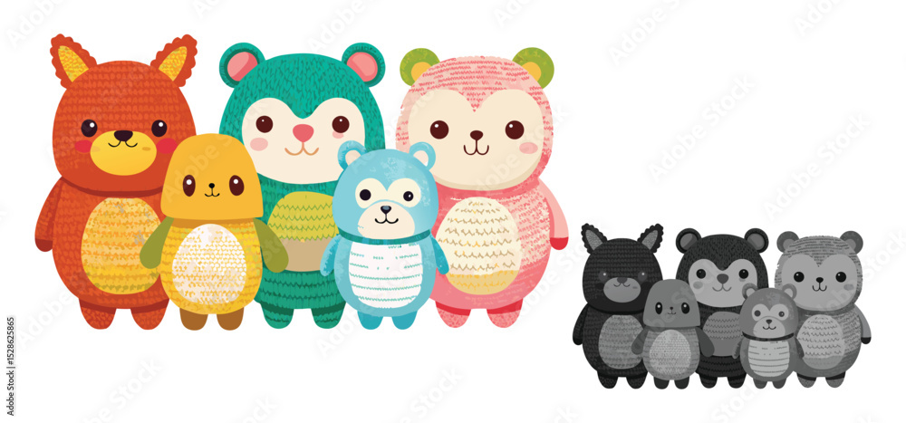 Fototapeta premium A charming illustration featuring a collection of adorable cartoon animals perfect for children's designs and projects